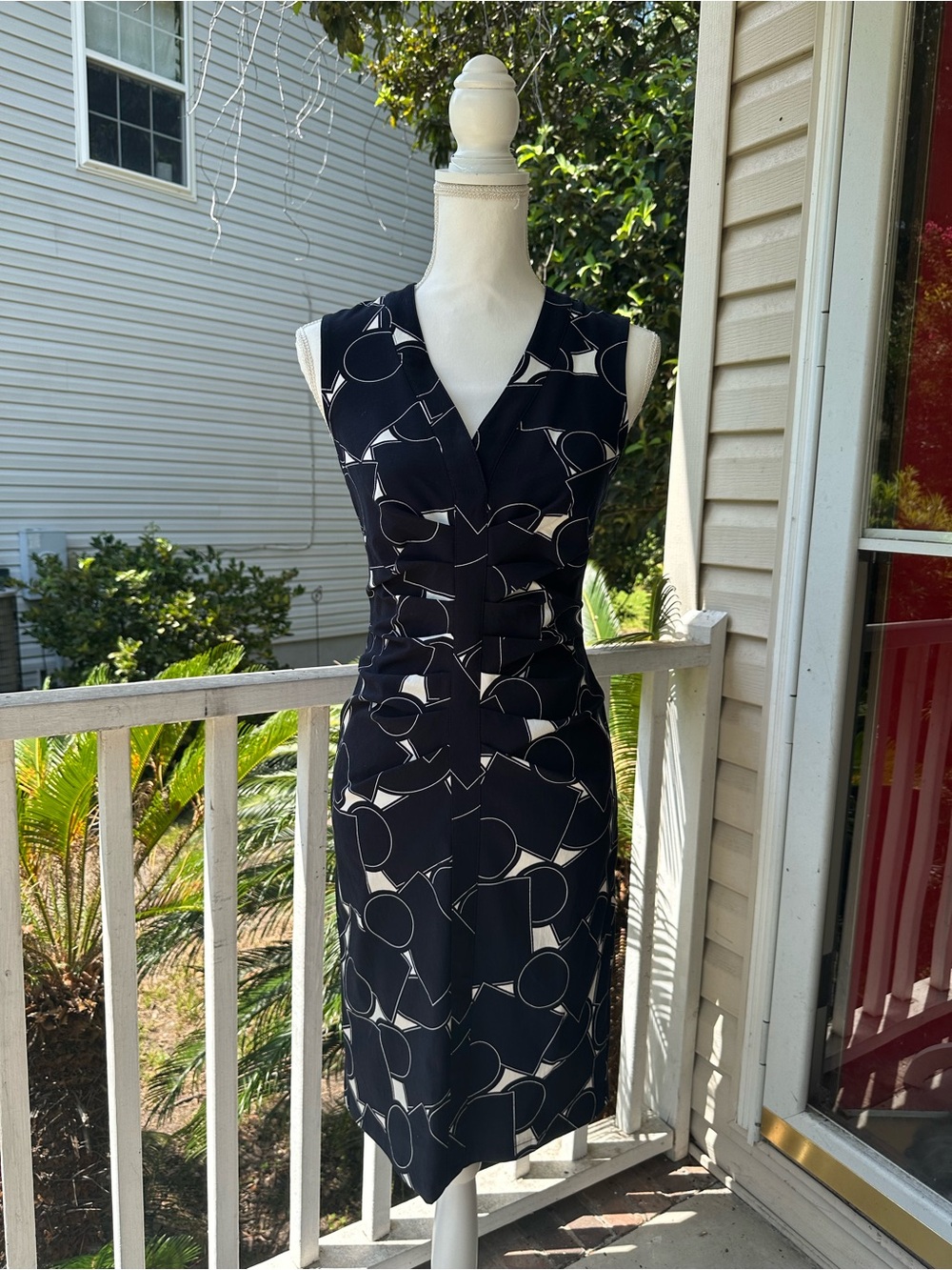 Joseph Ribkoff Navy and White Printed Sheath Dress